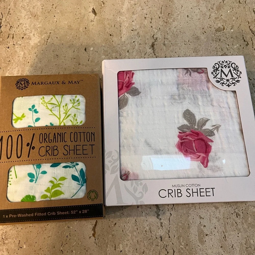 Margaux & May Organic/Muslin Cotton Floral Crib Sheets 52x28x9